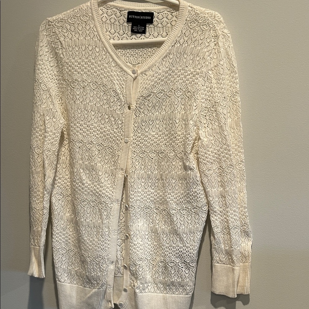Sutton Studio Cream Knit Cardigan